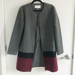 Cupcakes&cashmere Gray Overcoat w/ Red Colorblock